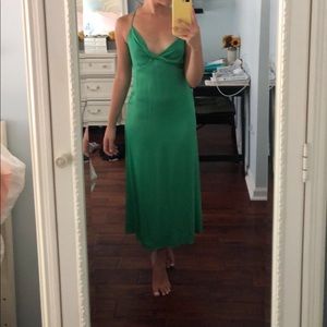 Satin emerald slip dress